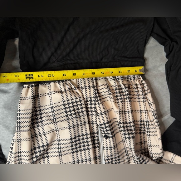 Retro Vintage inspired Black & Cream Plaid Shirt Dress with Collar size S/M - Picture 5 of 8